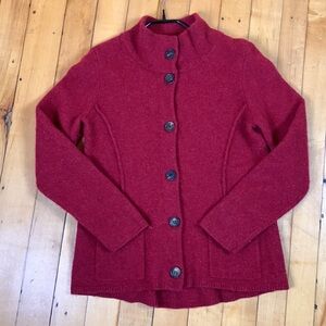 Eileen Fisher Red Wool Cardigan